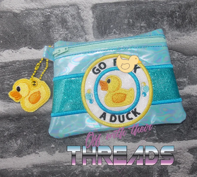 DIGITAL DOWNLOAD Applique Go F*** A Duck Clutch Zipper Bag Lined and Unlined Rubber Ducky Charm Included