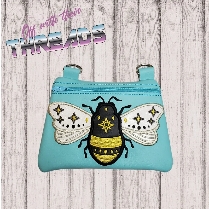 DIGITAL DOWNLOAD Applique Honey Bee Clutch Zipper Bag Lined and Unlined