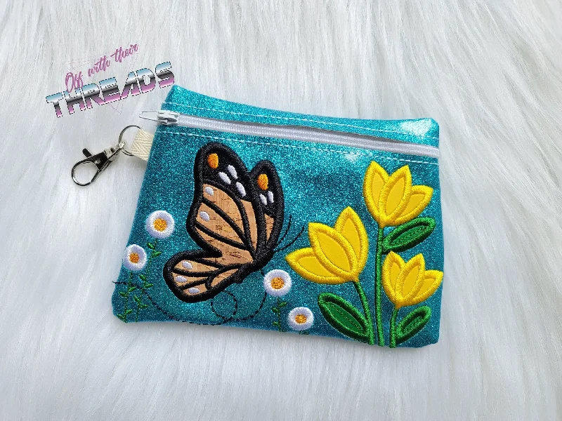 DIGITAL DOWNLOAD Applique Mariposa Clutch Zipper Bag Lined and Unlined Butterfly