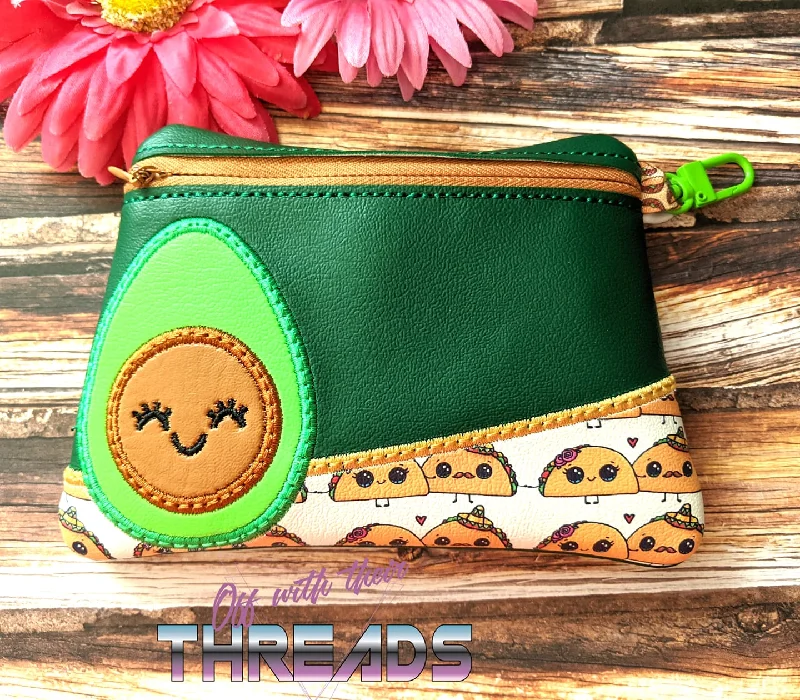 DIGITAL DOWNLOAD Avocado Clutch Applique Zipper Bag Lined and Unlined