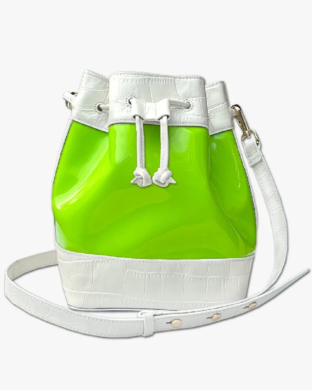 JELLY BUCKET BAG | WHITE & LIME GREEN