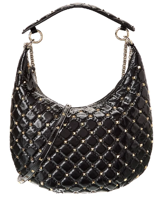 Valentino Rockstud Spike Leather Hobo Bag