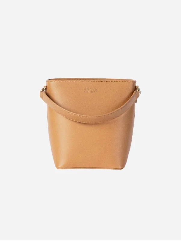 Bobbi Apple Leather Midi Vegan Bucket Bag | Brown