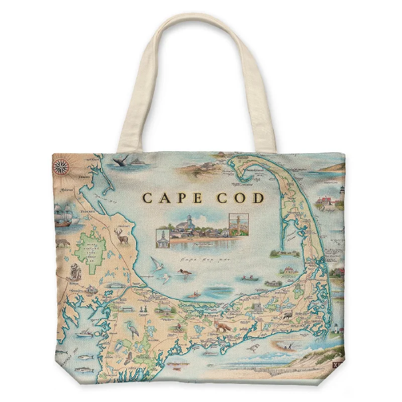 Cape Cod Map Canvas Tote Bag