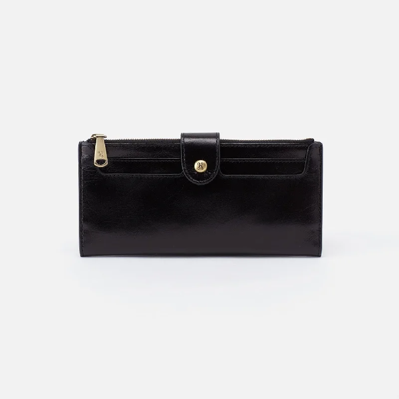 Dunn Continental Wallet In Polished Leather - Black