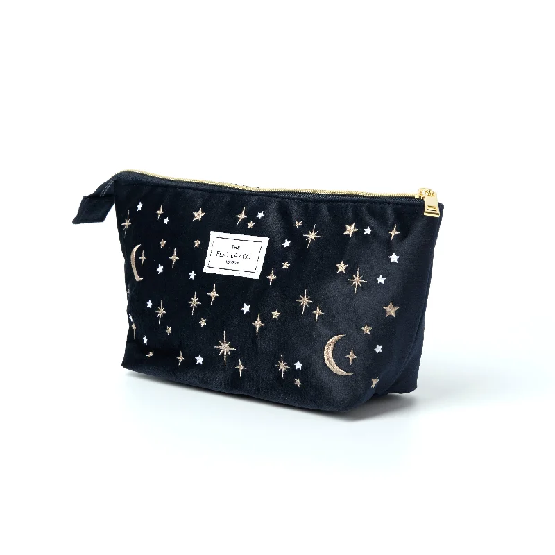 Essential Makeup Pouch - Celestial Blue Embroidered Velvet