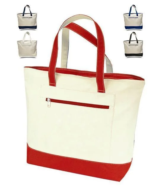 Heavy Canvas Zippered Shopping Tote Bags