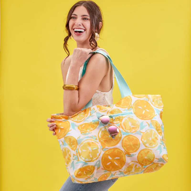 Lemon Slices Splash Proof Beach Bag