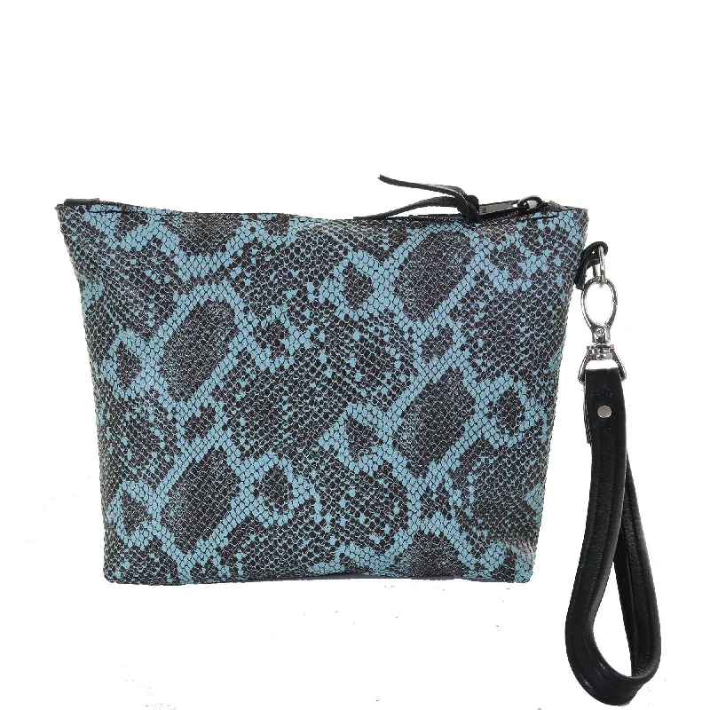 LMP21 - Turquoise Desert Snake Print Large Makeup Pouch