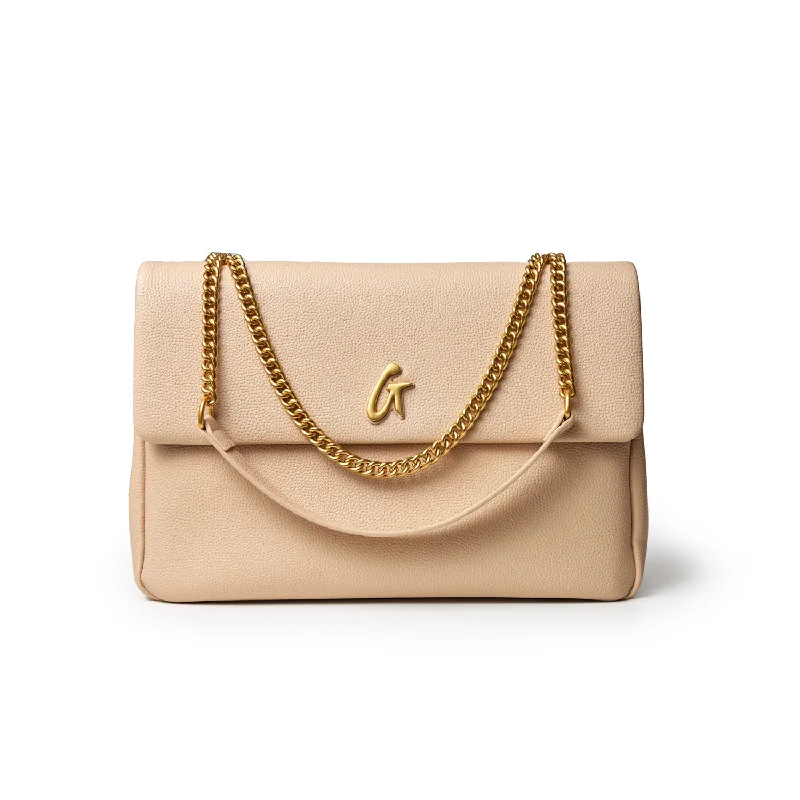 PEBBLE LARGE FLAP BAG NUDE