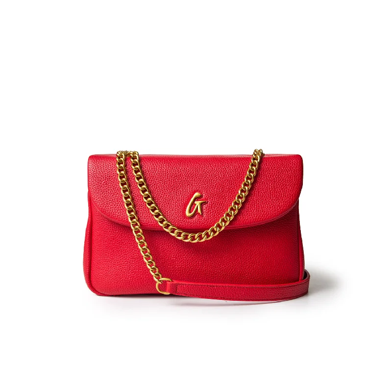 PEBBLE MEDIUM FLAP BAG RED