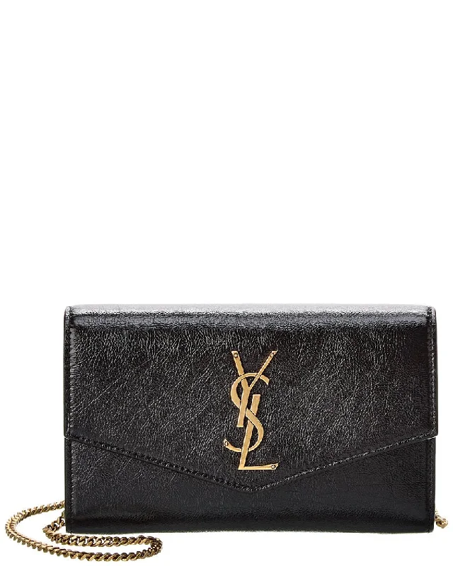 Saint Laurent Uptown Leather Wallet On Chain