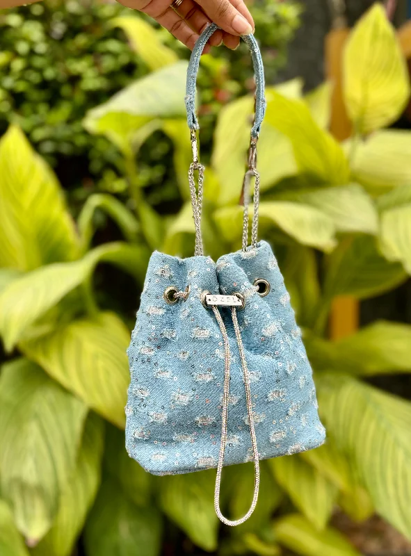 Sequin Denim Bucket Bag