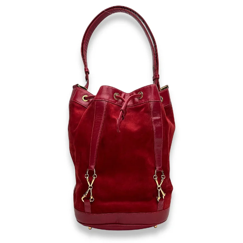 Vintage Bucket bag in Suede leather, Gold Hardware