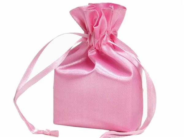 3X4 Pink Elegant Satin Bags - 12 pcs