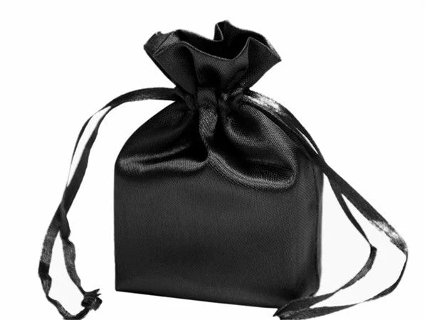 4x6 Black Elegant Satin Bags - 12 pcs