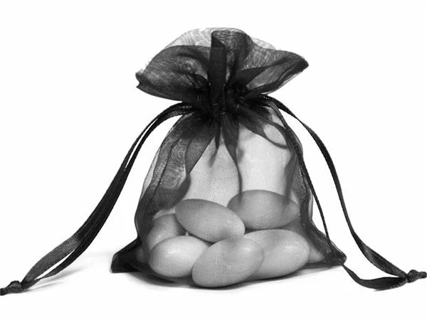 4x6 Black Sheer Organza Bags -10 pcs