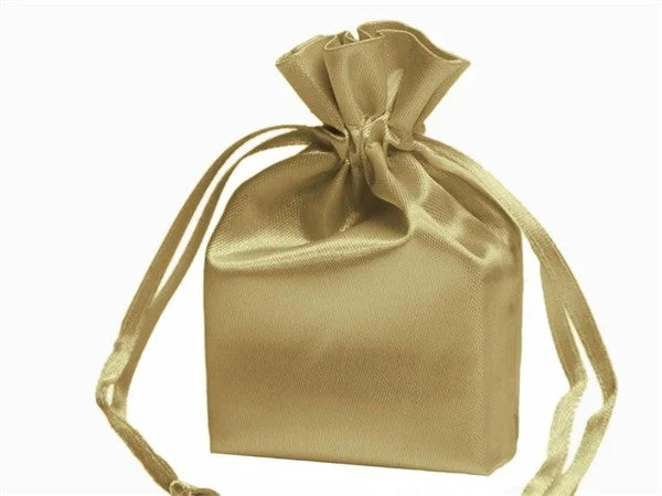 4x6 Champagne Elegant Satin Bags - 12 pcs