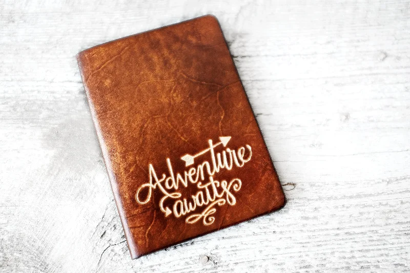 Adventure Awaits Leather Passport Cover