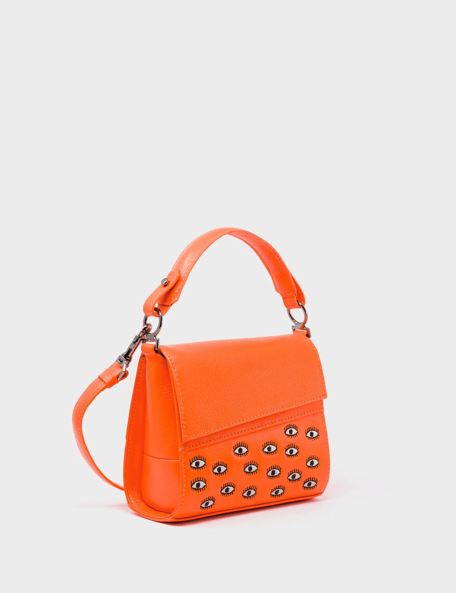 Anastasio Micro Crossbody Handbag Neon Orange Leather - Eyes Embroidery