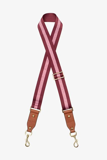 Antler Bag Strap Merlot & Pink Stripe