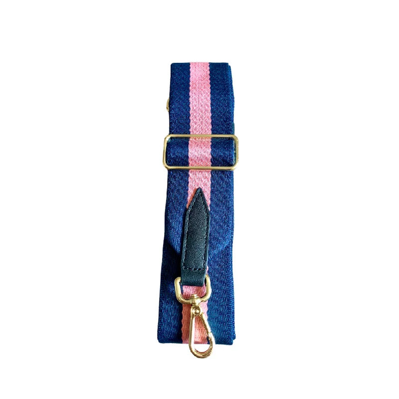 Bag Strap - Navy and Pink Stripe