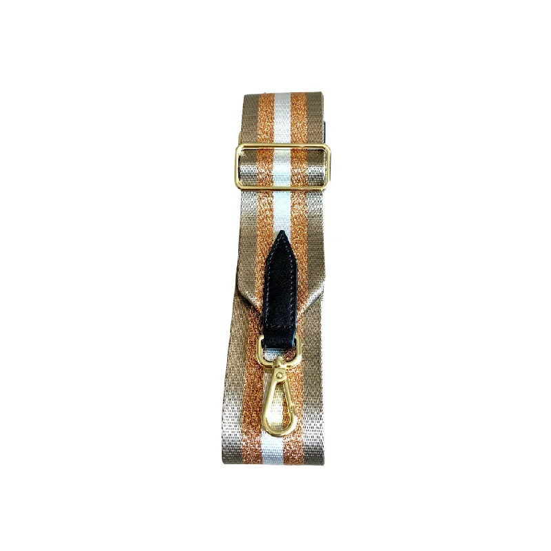 Bag Strap - Neutral and Bronze Stripe