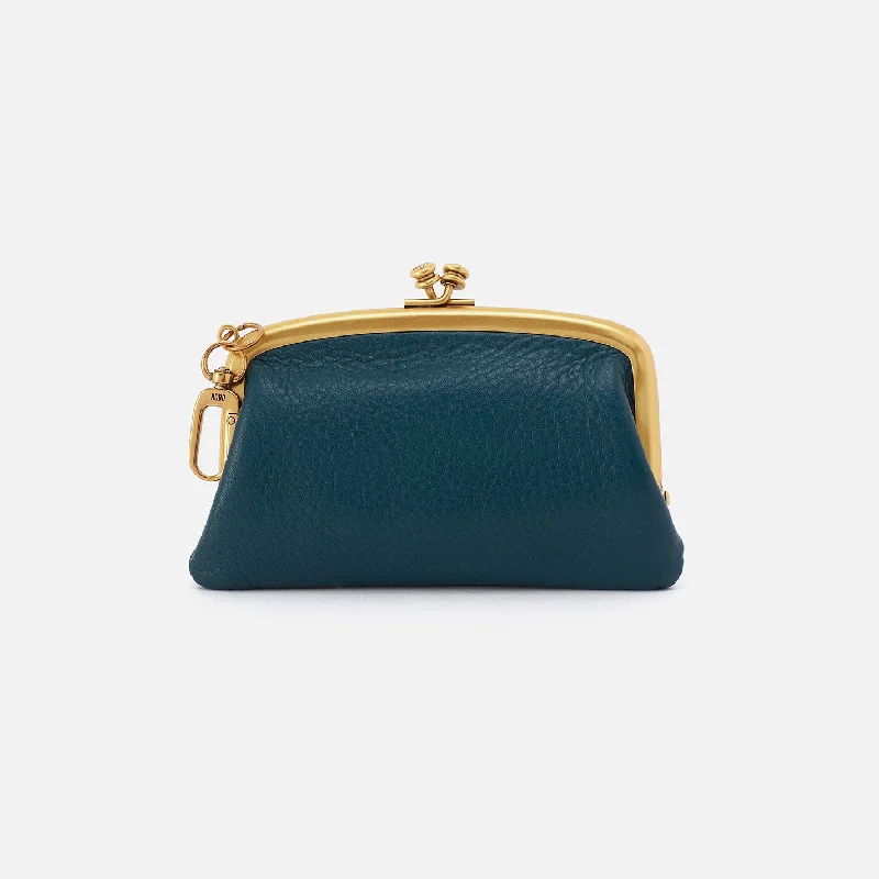 Cheer Frame Pouch In Pebbled Leather - Midnight Teal