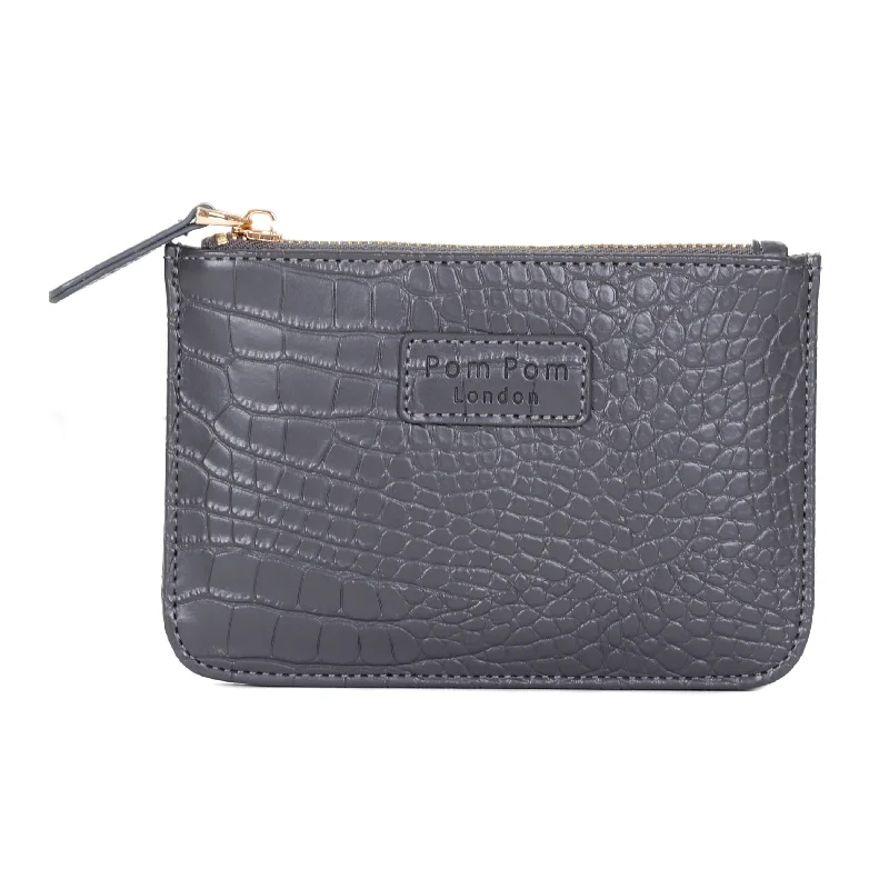 Chelsea Coin Purse Croc Slate Grey