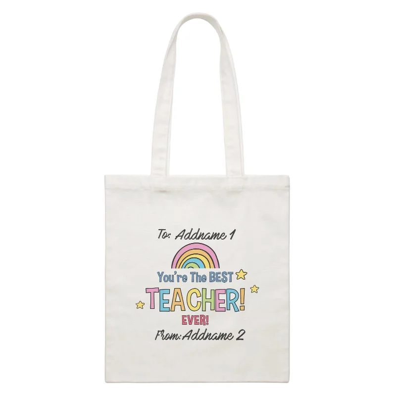 Doodle Series - You're The Best Teacher Ever White Canvas Bag