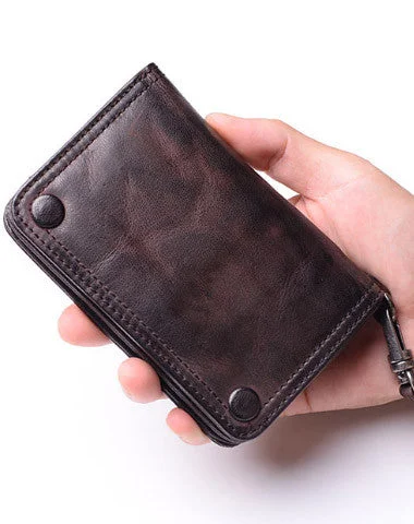 Leather biker wallet small  trucker wallet leather chain men Black biker long wallet