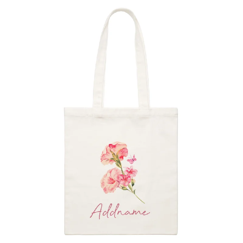 Pastel Flower Petunia White Canvas Bag