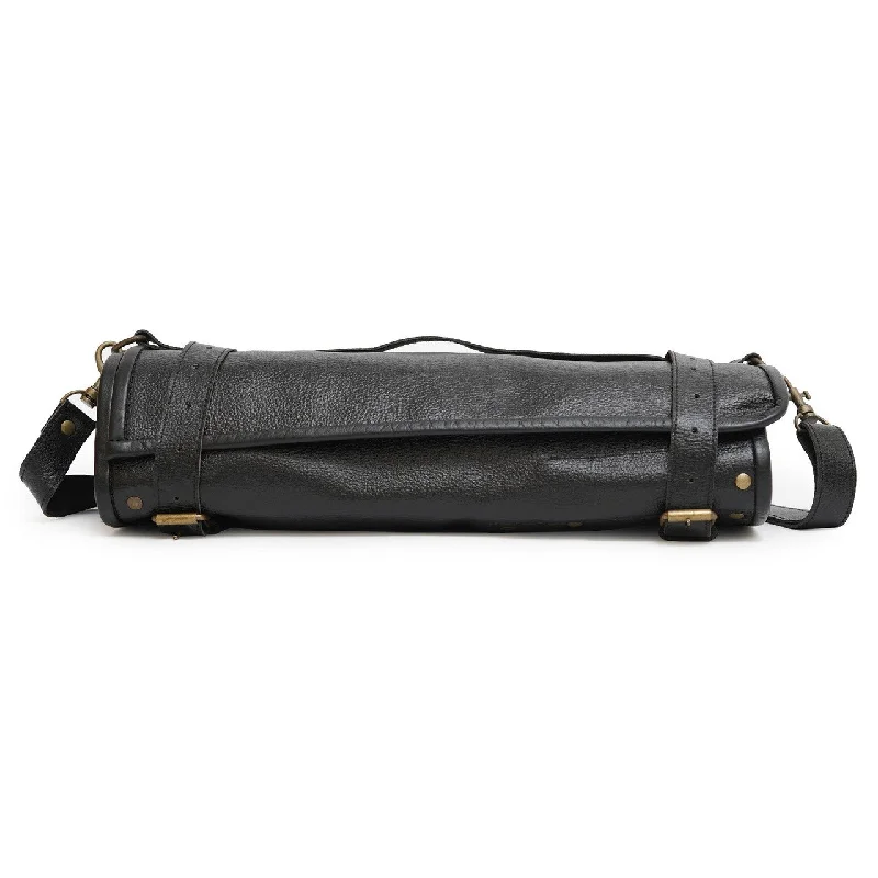 Professional Grade Black Leather Knife Roll