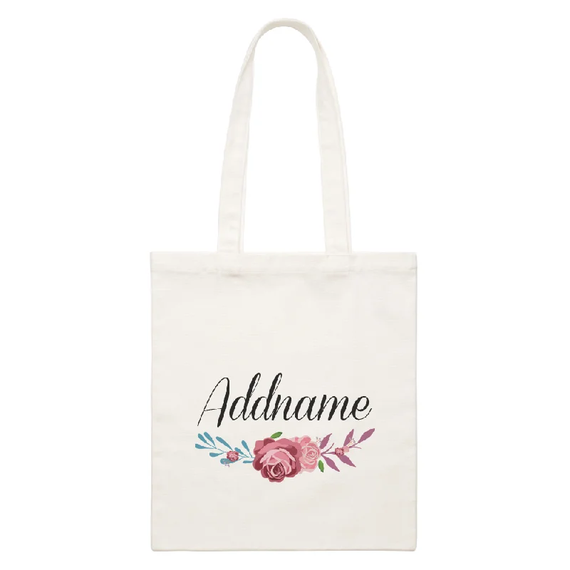 Rose Series Blue And Pink White Canvas Bag