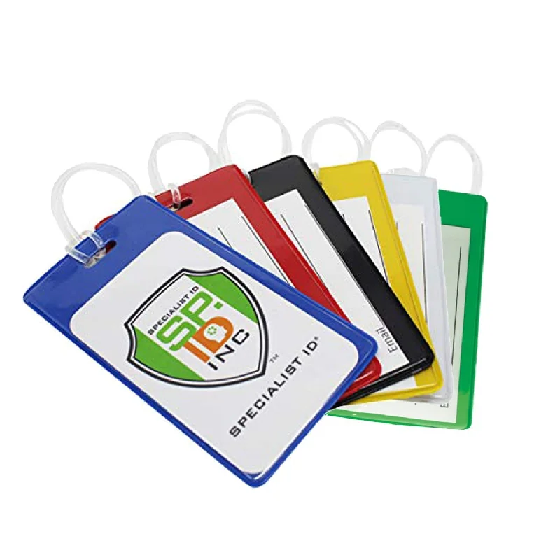 Color Coded Backpack ID Tags with Loop - Semi Rigid Holds a Business Card or Included Identification Card (1845-200X)