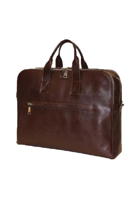 Terrida Marco Polo Collection Leather Briefcase, Top Zip Business Bag