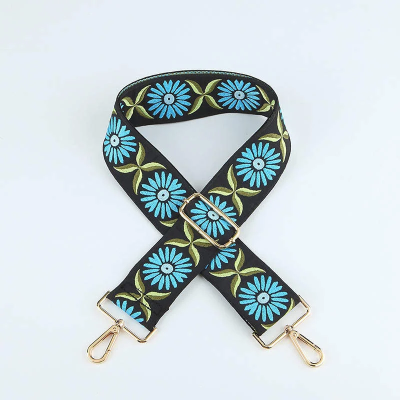 Turquoise Lime Floral Bag Strap